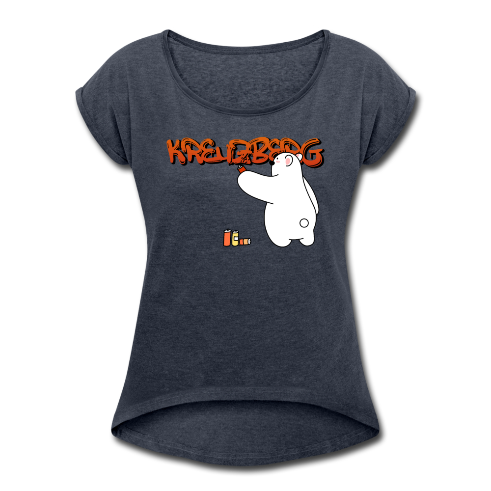 Kreuzberg Graffiti - Frauen T-Shirt mit gerollten Ärmeln - heather navy