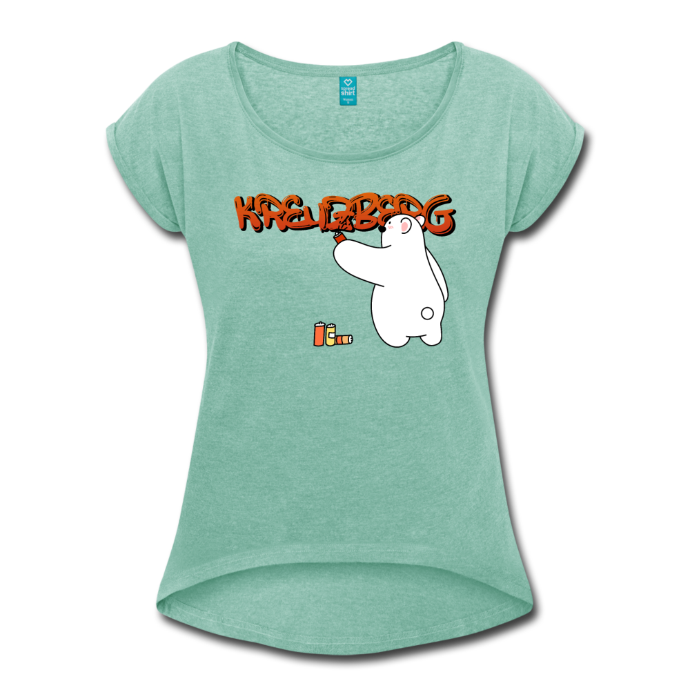 Kreuzberg Graffiti - Frauen T-Shirt mit gerollten Ärmeln - heather mint