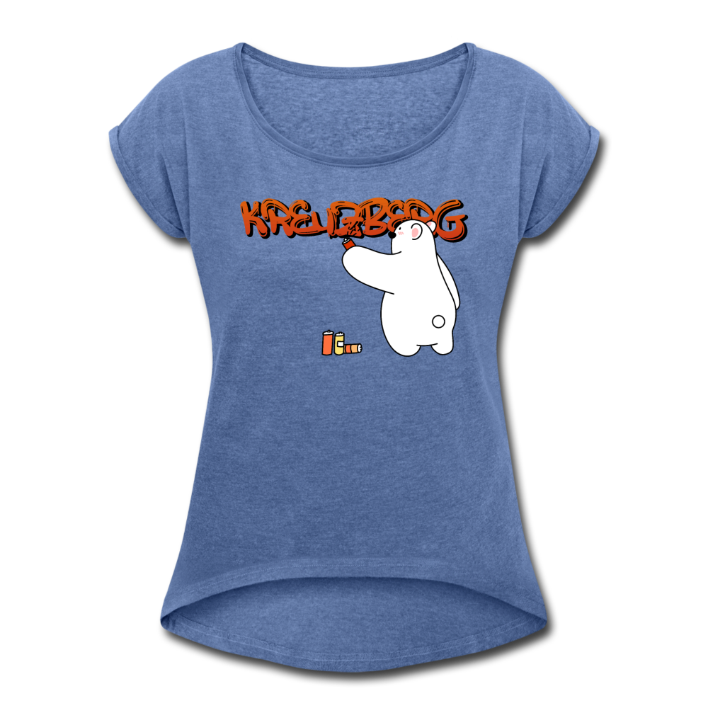 Kreuzberg Graffiti - Frauen T-Shirt mit gerollten Ärmeln - heather denim