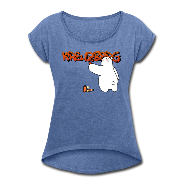 Kreuzberg Graffiti - Frauen T-Shirt mit gerollten Ärmeln - heather denim