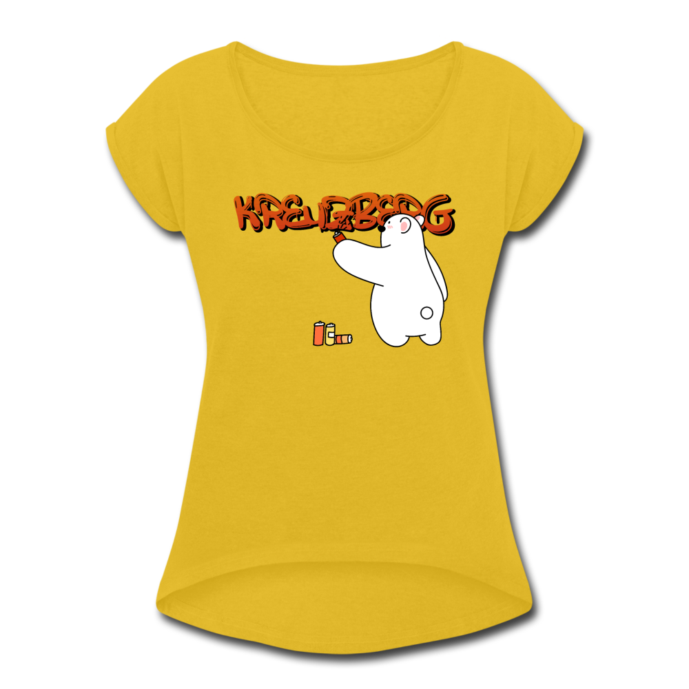 Kreuzberg Graffiti - Frauen T-Shirt mit gerollten Ärmeln - mustard yellow