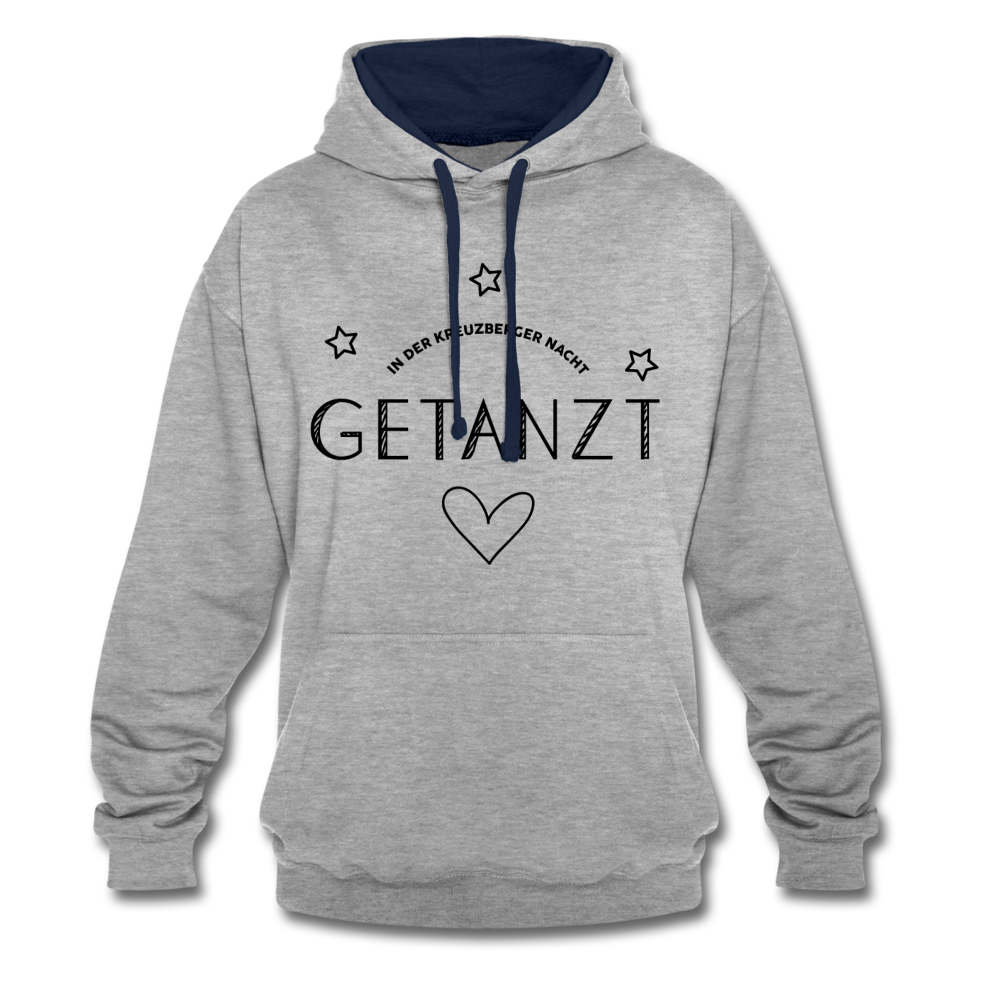 Getanzt in der Kreuzberger Nacht - Kontrast Hoodie - Grau meliert/Navy