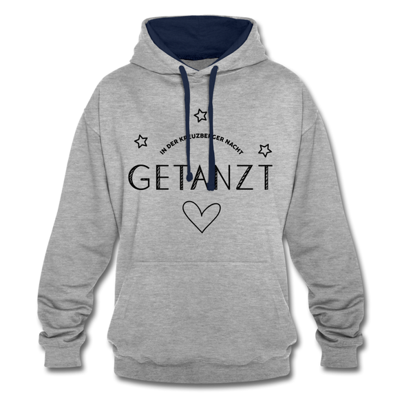 Getanzt in der Kreuzberger Nacht - Kontrast Hoodie - Grau meliert/Navy
