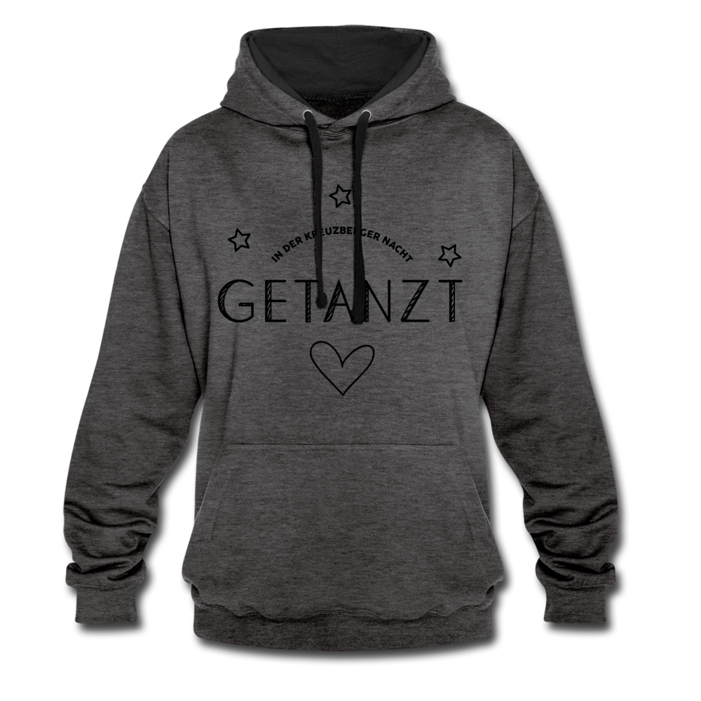 Getanzt in der Kreuzberger Nacht - Kontrast Hoodie - Anthrazit/Schwarz