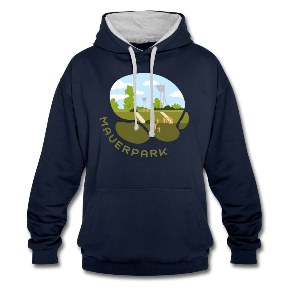 Mauerpark - Kontrast Hoodie - Navy/Grau meliert