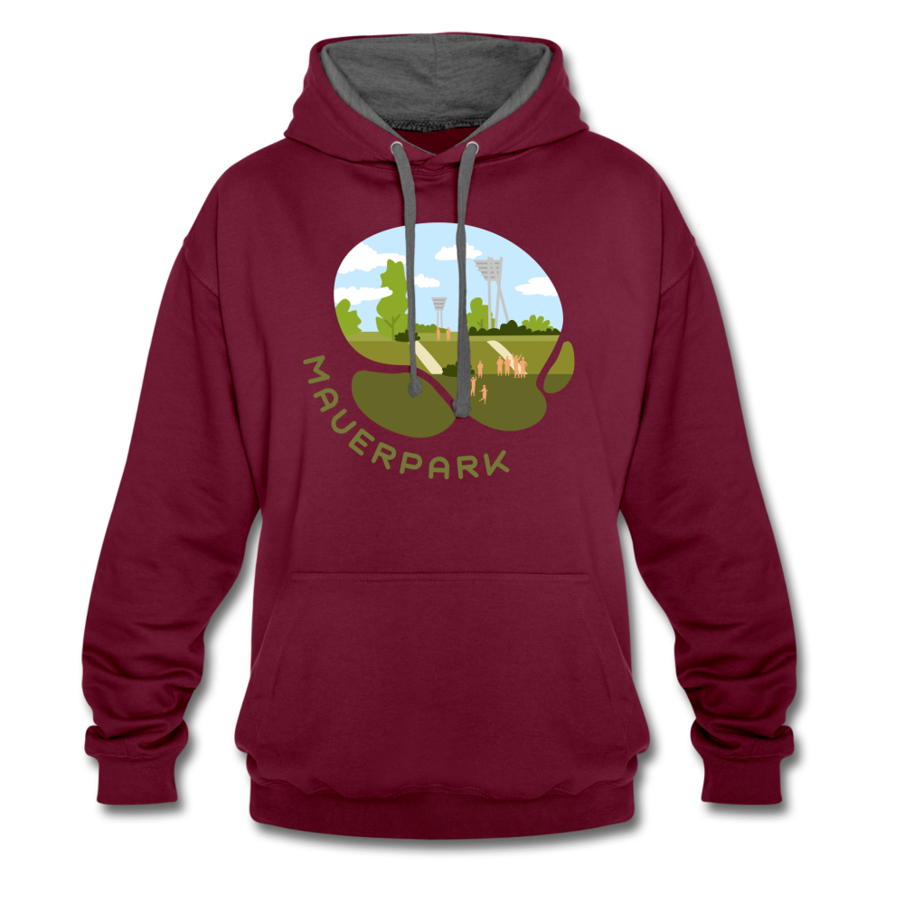 Mauerpark - Kontrast Hoodie - Weinrot/Anthrazit