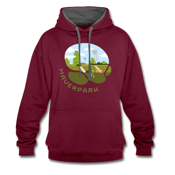 Mauerpark - Kontrast Hoodie - Weinrot/Anthrazit