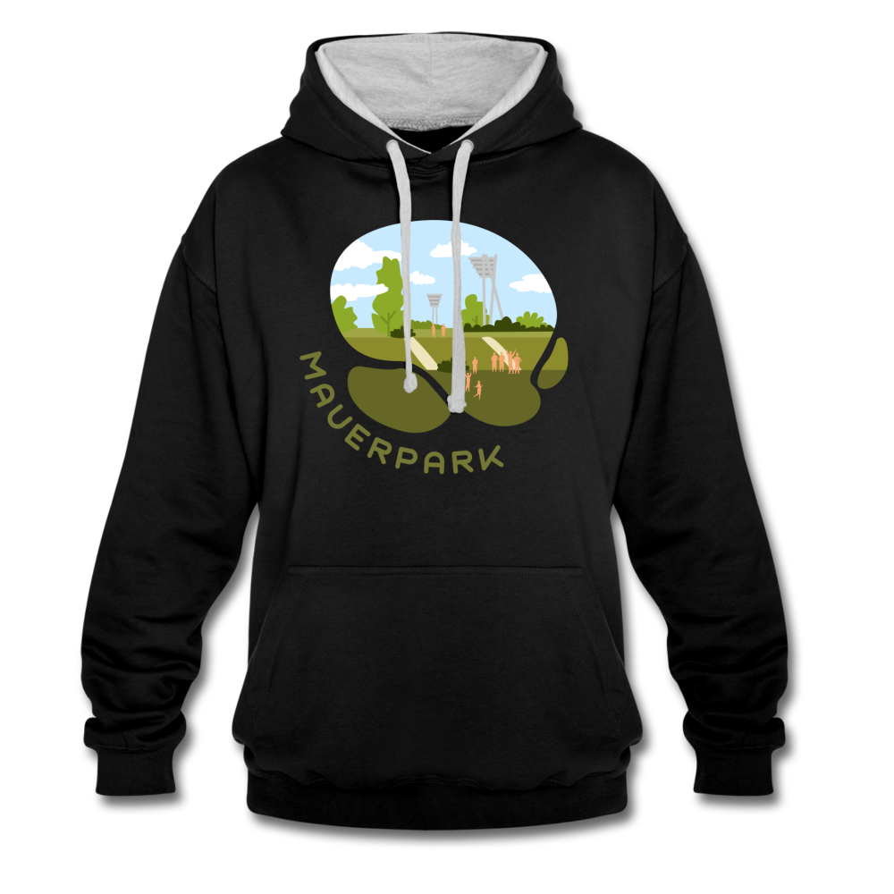 Mauerpark - Kontrast Hoodie - Schwarz/Grau meliert
