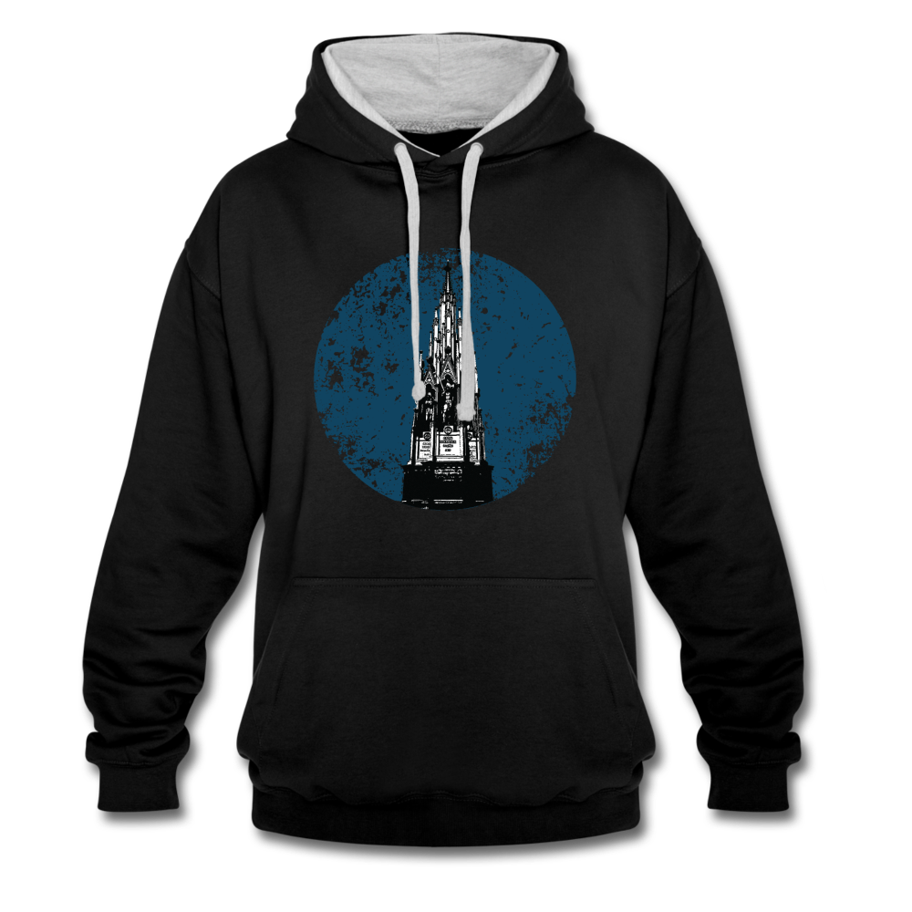 Viktoriapark - Kontrast Hoodie - Schwarz/Grau meliert