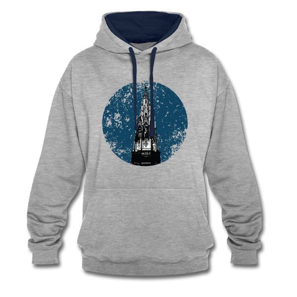 Viktoriapark - Kontrast Hoodie - Grau meliert/Navy