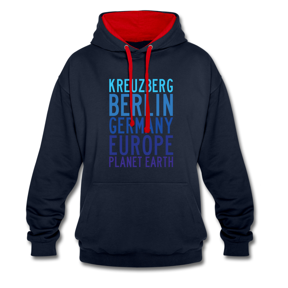 Kreuzberg - Planet Earth - Kontrast Hoodie - Navy/Rot