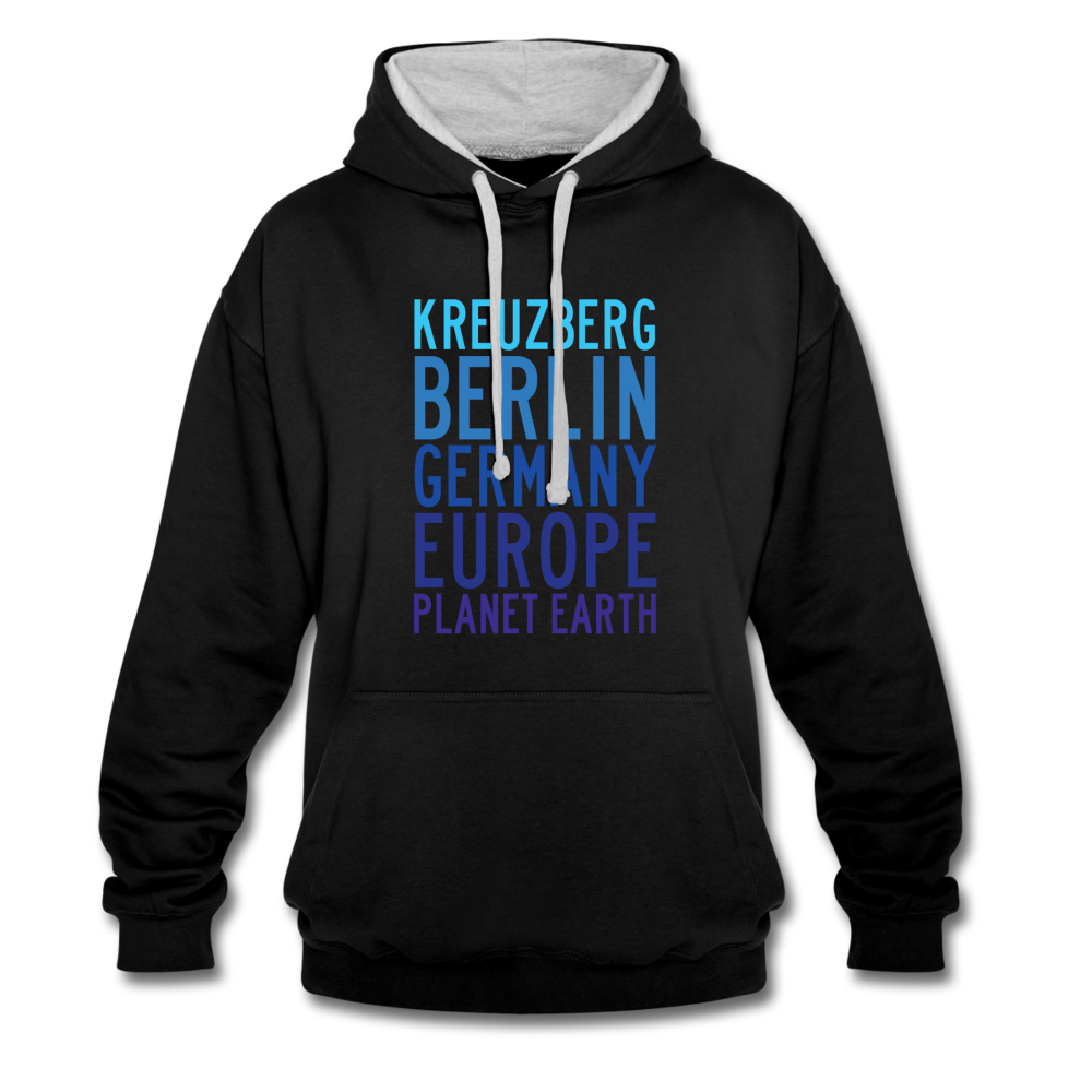 Kreuzberg - Planet Earth - Kontrast Hoodie - Schwarz/Grau meliert