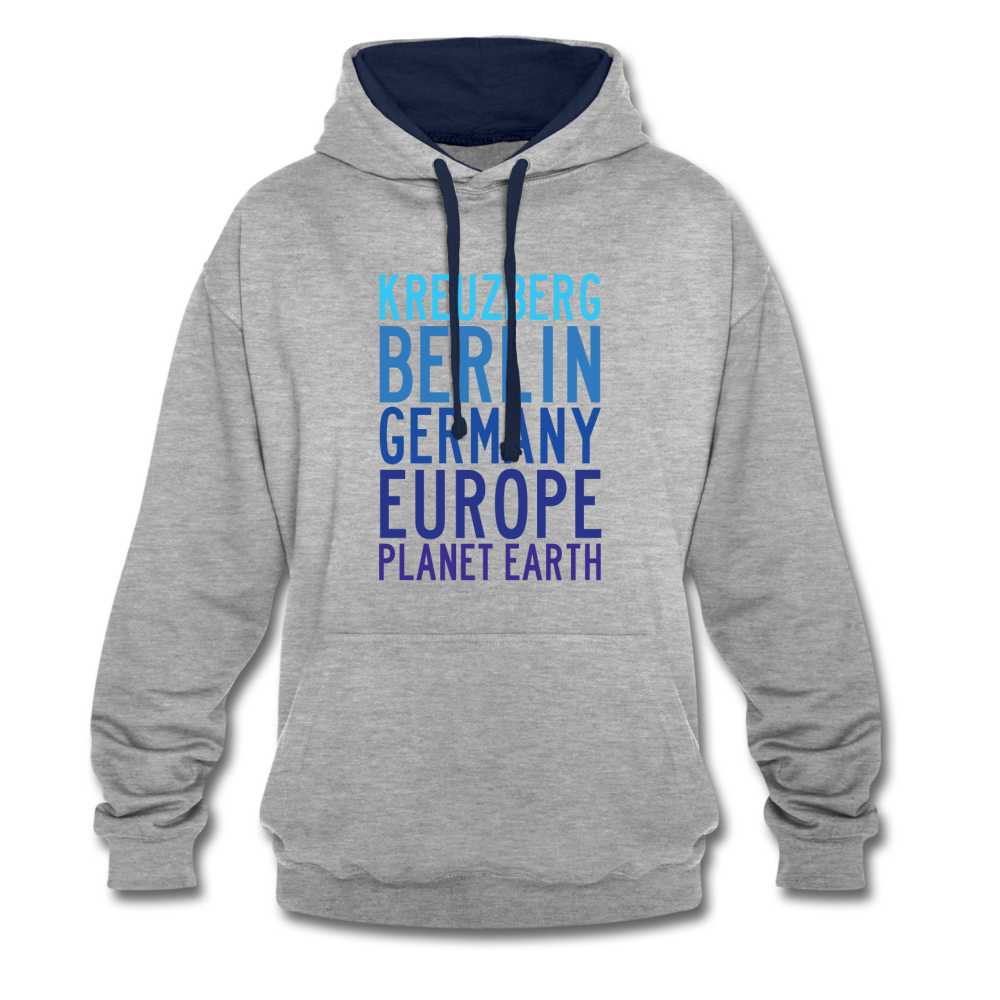 Kreuzberg - Planet Earth - Kontrast Hoodie - Grau meliert/Navy