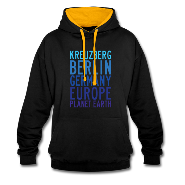 Kreuzberg - Planet Earth - Kontrast Hoodie - Schwarz/Gold
