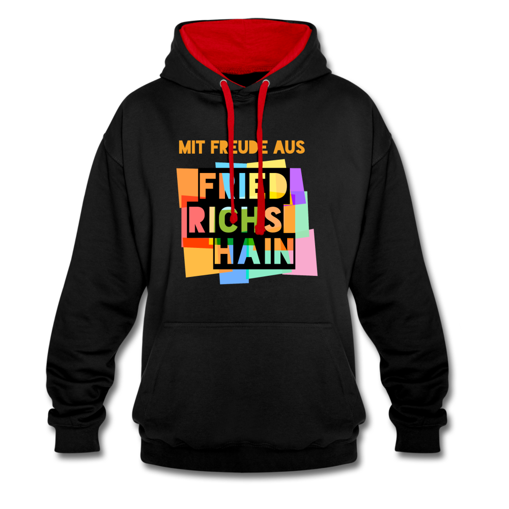 Freude aus Friedrichshain - Kontrast Hoodie - Schwarz/Rot