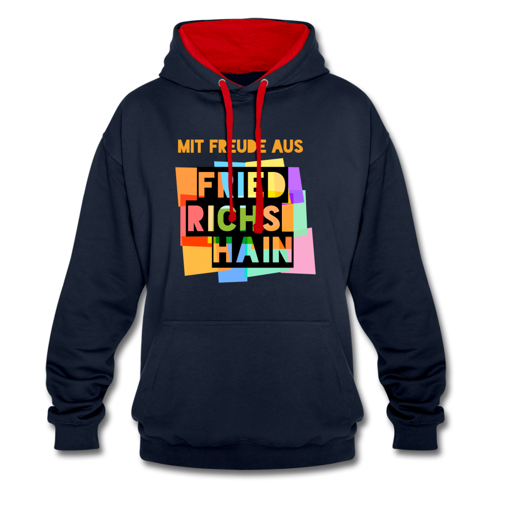 Freude aus Friedrichshain - Kontrast Hoodie - Navy/Rot