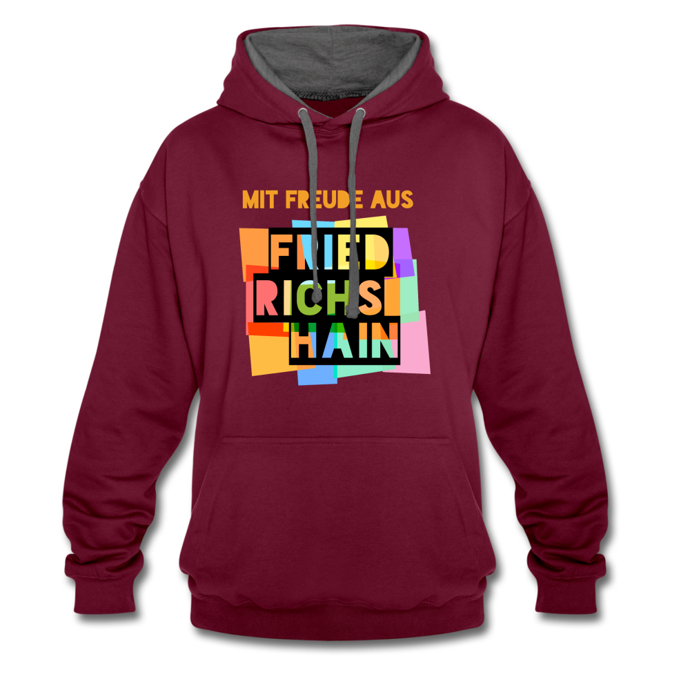 Freude aus Friedrichshain - Kontrast Hoodie - Weinrot/Anthrazit