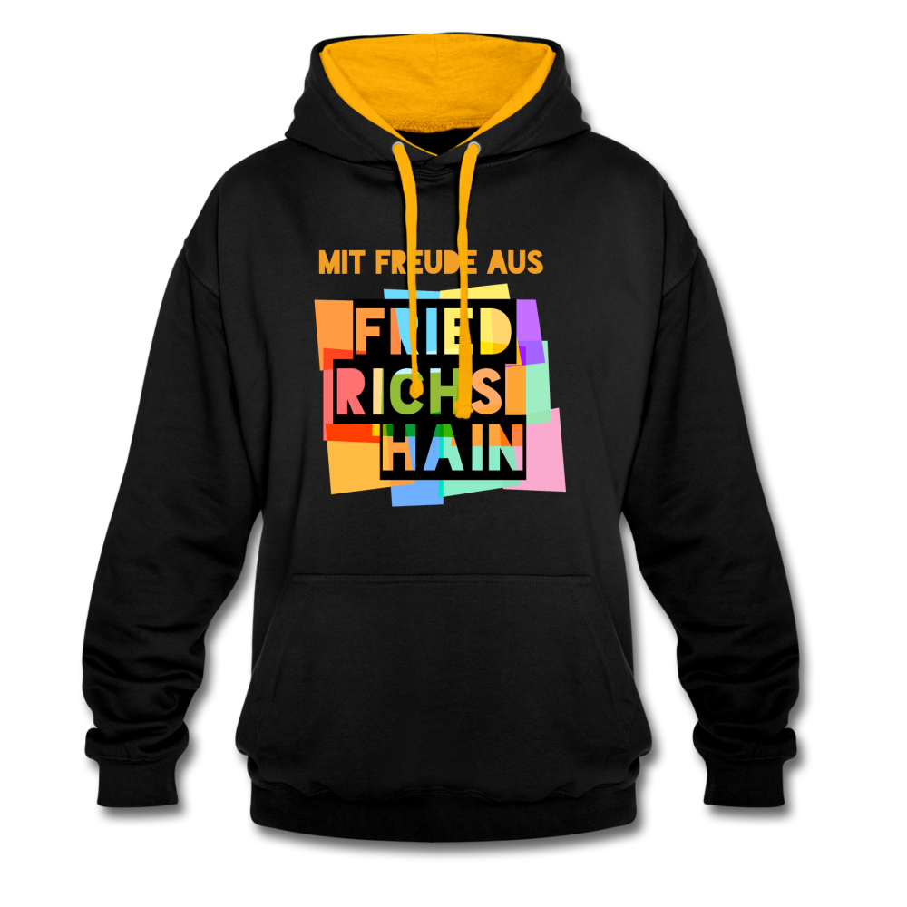 Freude aus Friedrichshain - Kontrast Hoodie - Schwarz/Gold