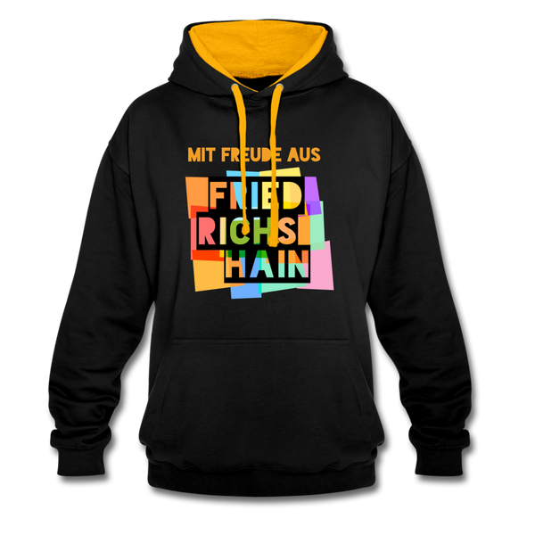 Freude aus Friedrichshain - Kontrast Hoodie - Schwarz/Gold