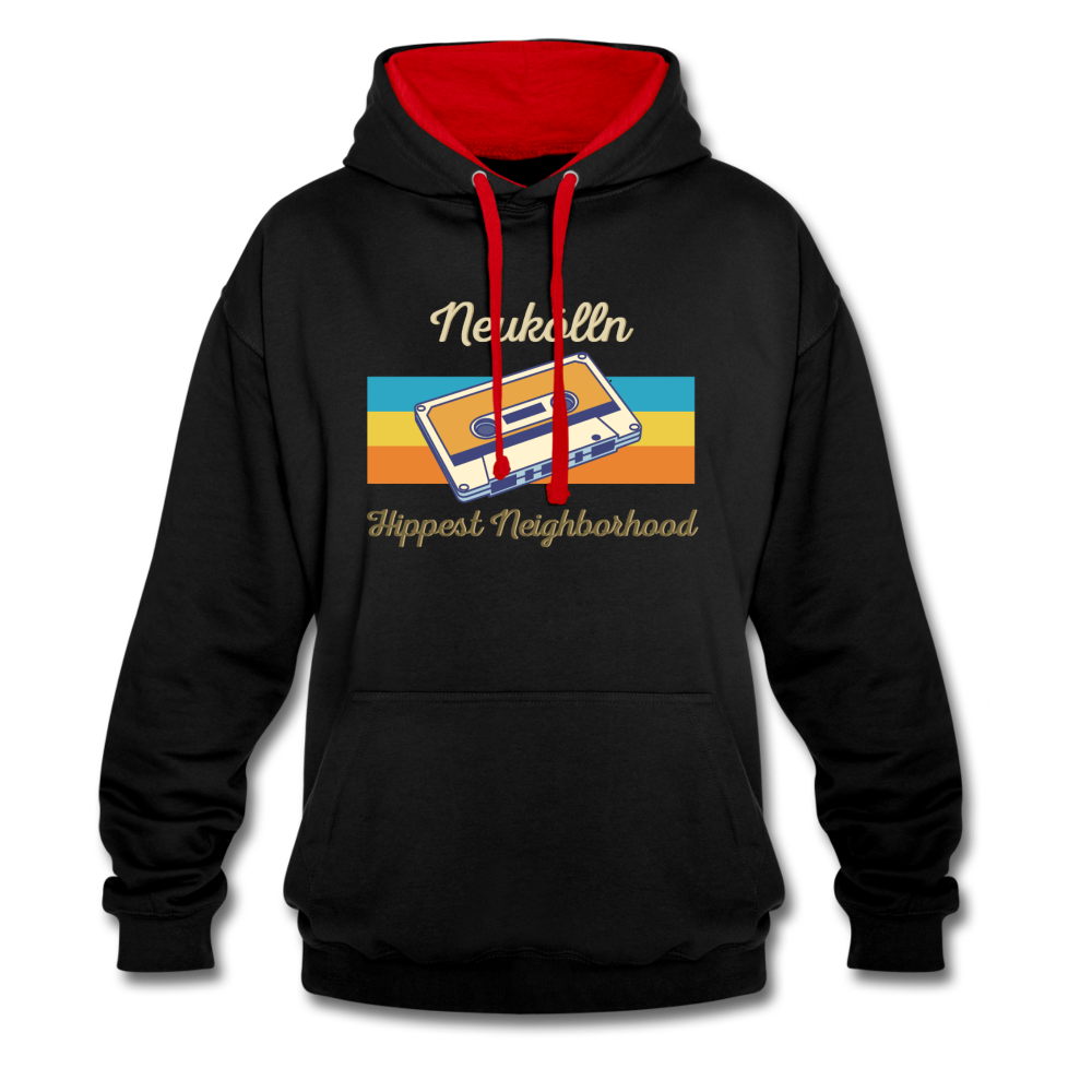 Hippes Neukölln - Kontrast Hoodie - Schwarz/Rot