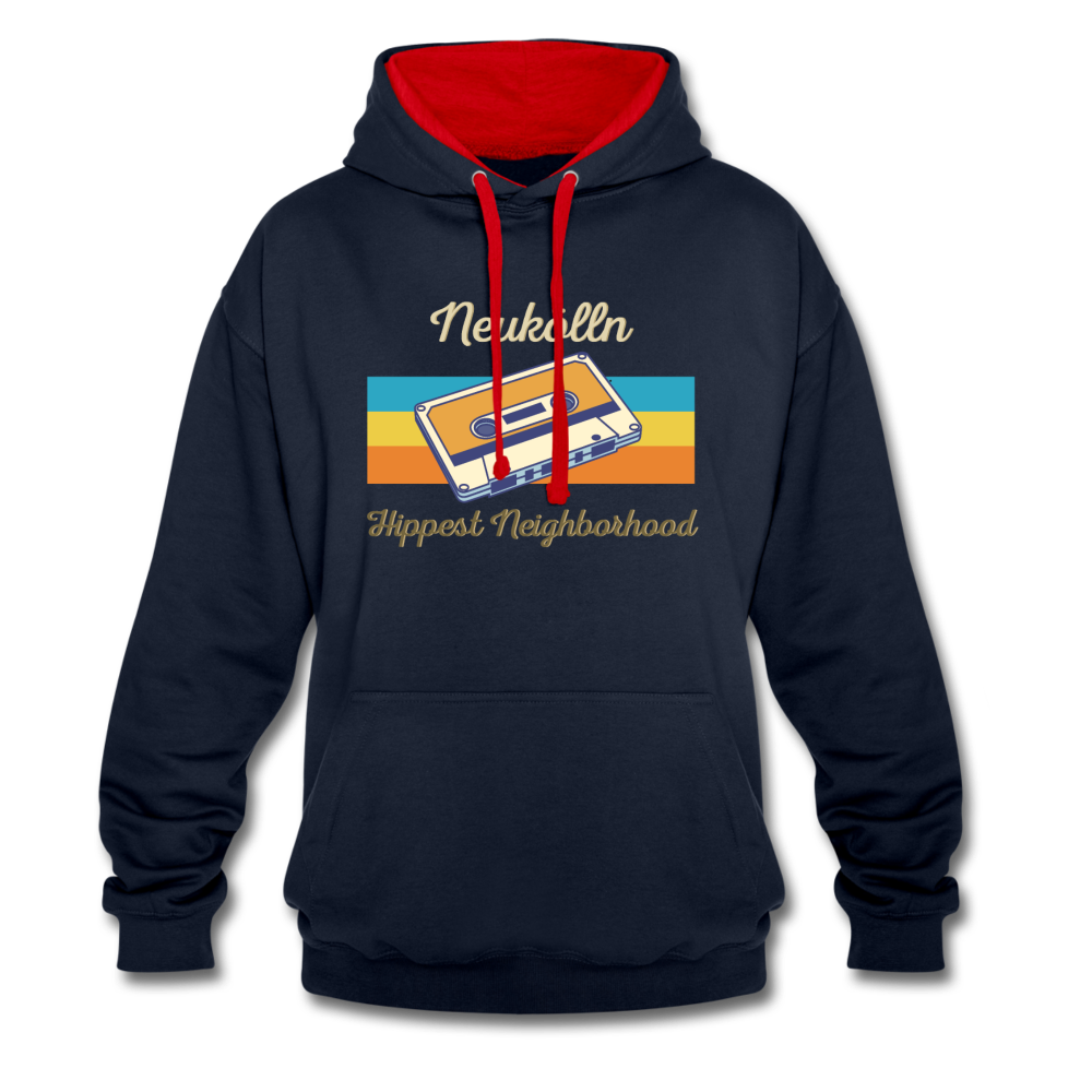 Hippes Neukölln - Kontrast Hoodie - Navy/Rot