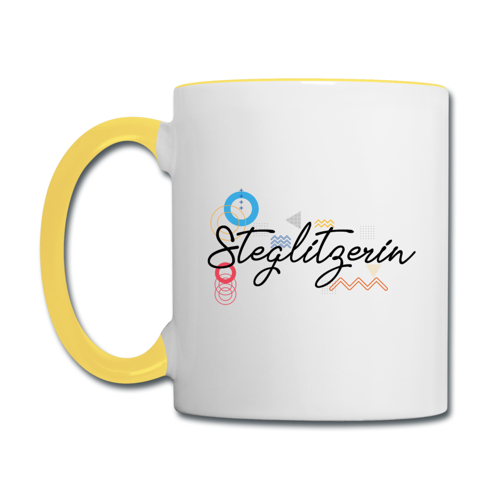 Steglitzerin - Tasse zweifarbig - Weiß/Gelb