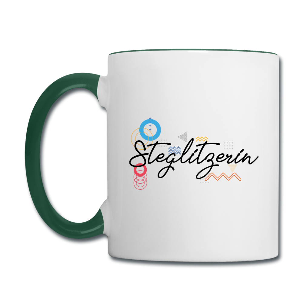 Steglitzerin - Tasse zweifarbig - Weiß/Dunkelgrün