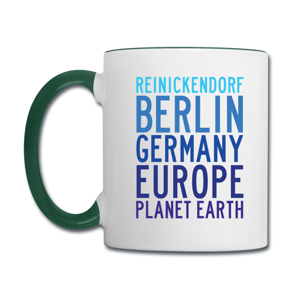 Reinickendorf Planet Earth - Tasse zweifarbig - Weiß/Dunkelgrün