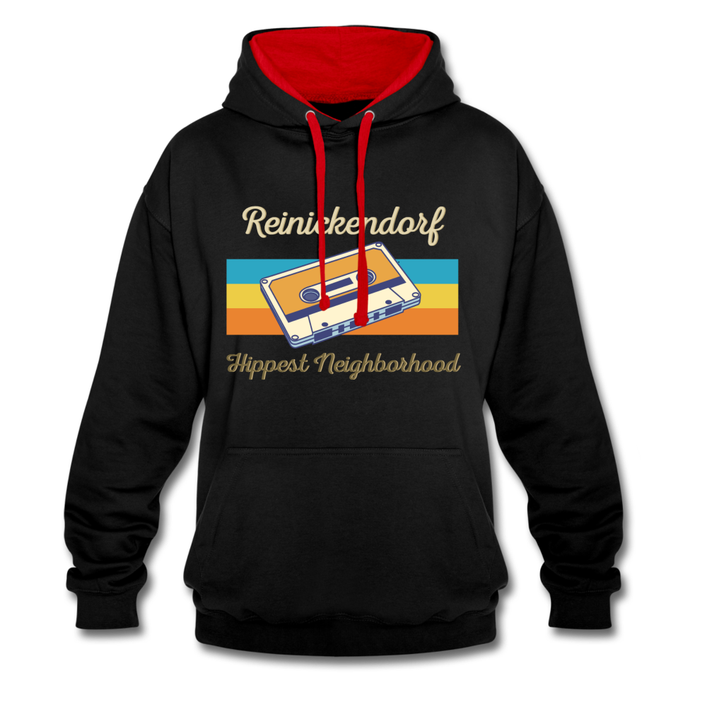 Reinickendorf Hippest Neighborhood - Kontrast Hoodie - Schwarz/Rot