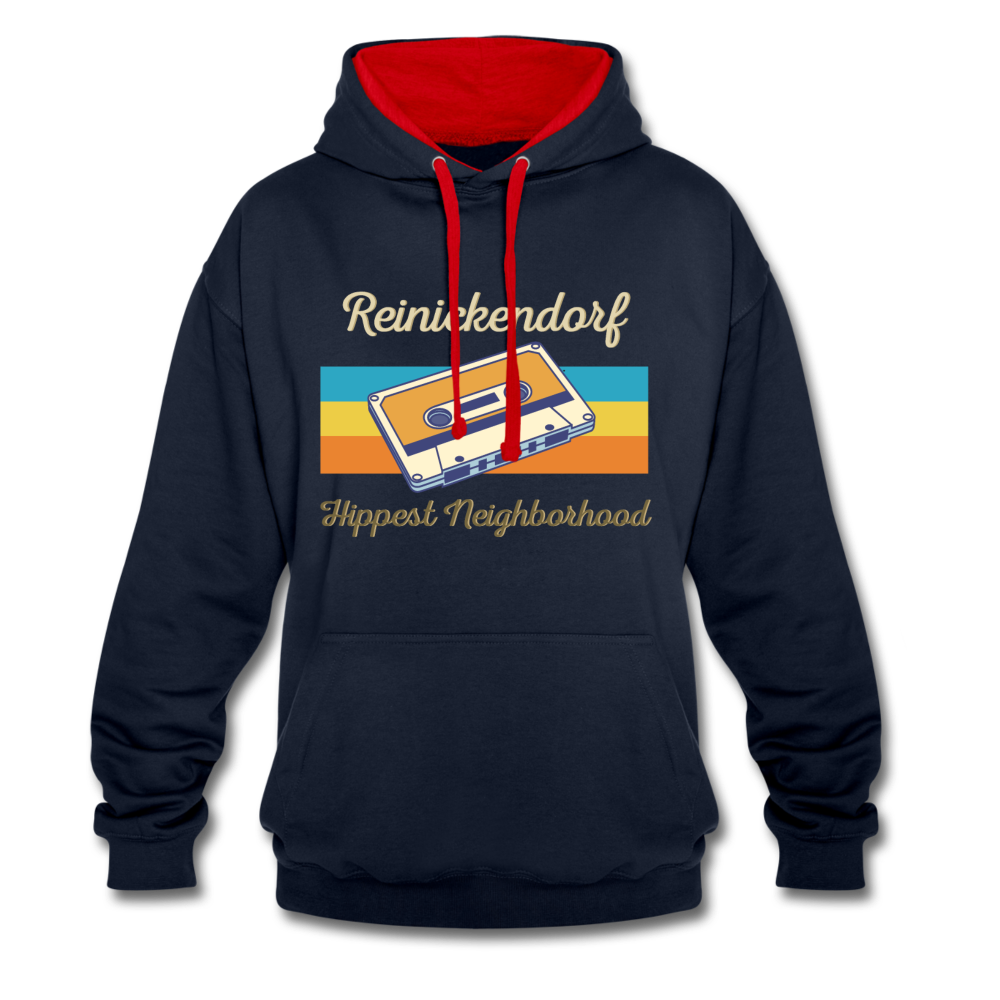 Reinickendorf Hippest Neighborhood - Kontrast Hoodie - Navy/Rot