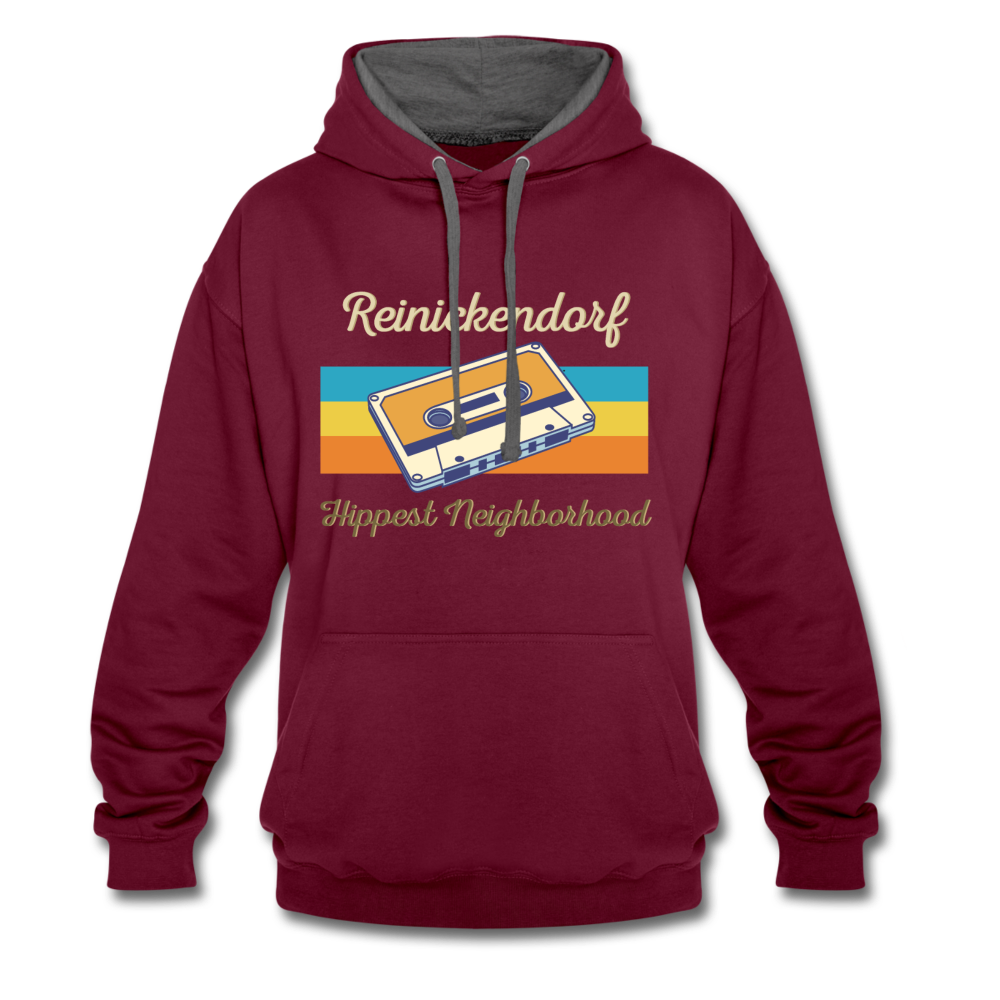 Reinickendorf Hippest Neighborhood - Kontrast Hoodie - Weinrot/Anthrazit