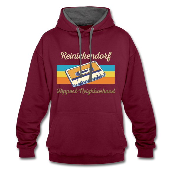 Reinickendorf Hippest Neighborhood - Kontrast Hoodie - Weinrot/Anthrazit