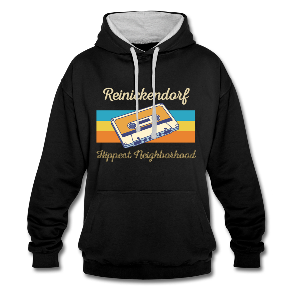 Reinickendorf Hippest Neighborhood - Kontrast Hoodie - Schwarz/Grau meliert