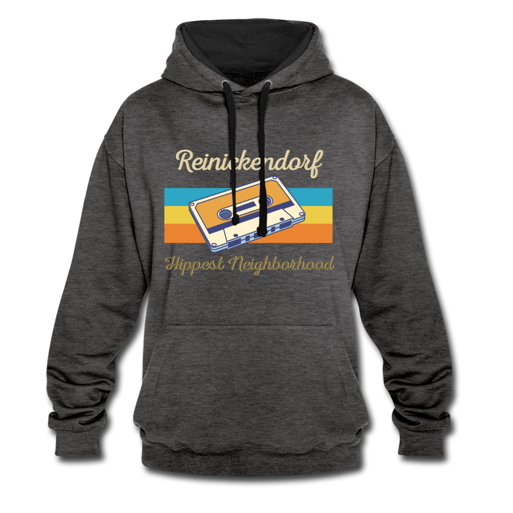 Reinickendorf Hippest Neighborhood - Kontrast Hoodie - Anthrazit/Schwarz
