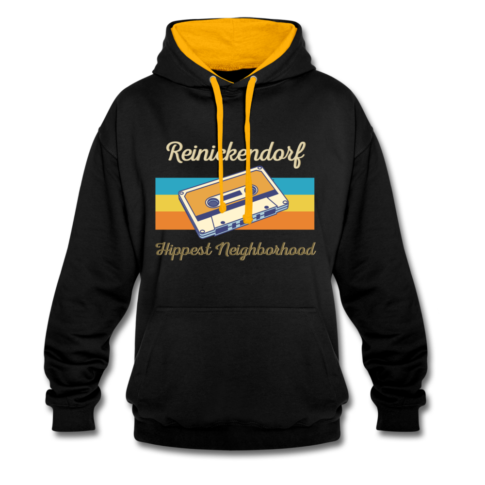 Reinickendorf Hippest Neighborhood - Kontrast Hoodie - Schwarz/Gold