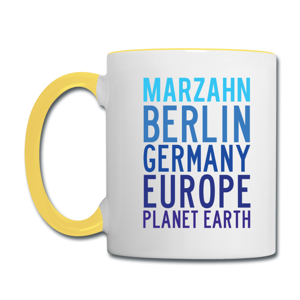 Marzahn Planet Earth - Tasse zweifarbig - Weiß/Gelb