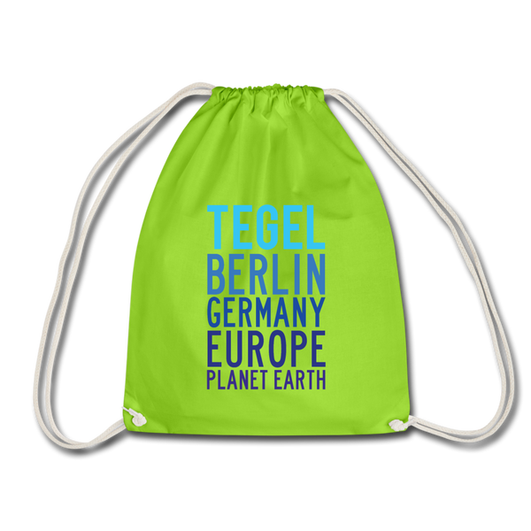 Turnbeutel mit Tegel Planet Earth Motiv.