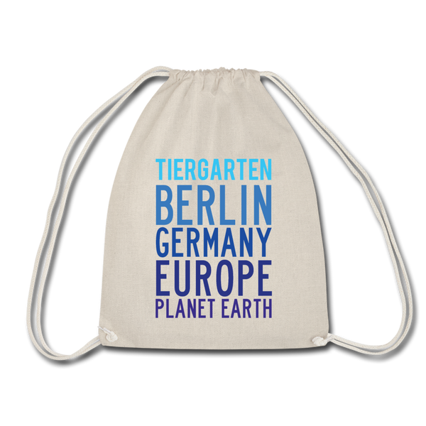 Turnbeutel mit Tiergarten Planet Earth Motiv und Berliner Parkbezug.