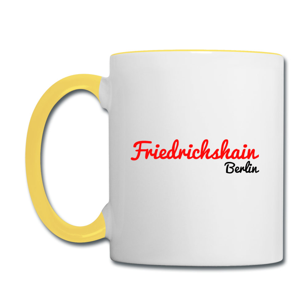 Friedrichshain Berlin - Tasse zweifarbig - Weiß/Gelb