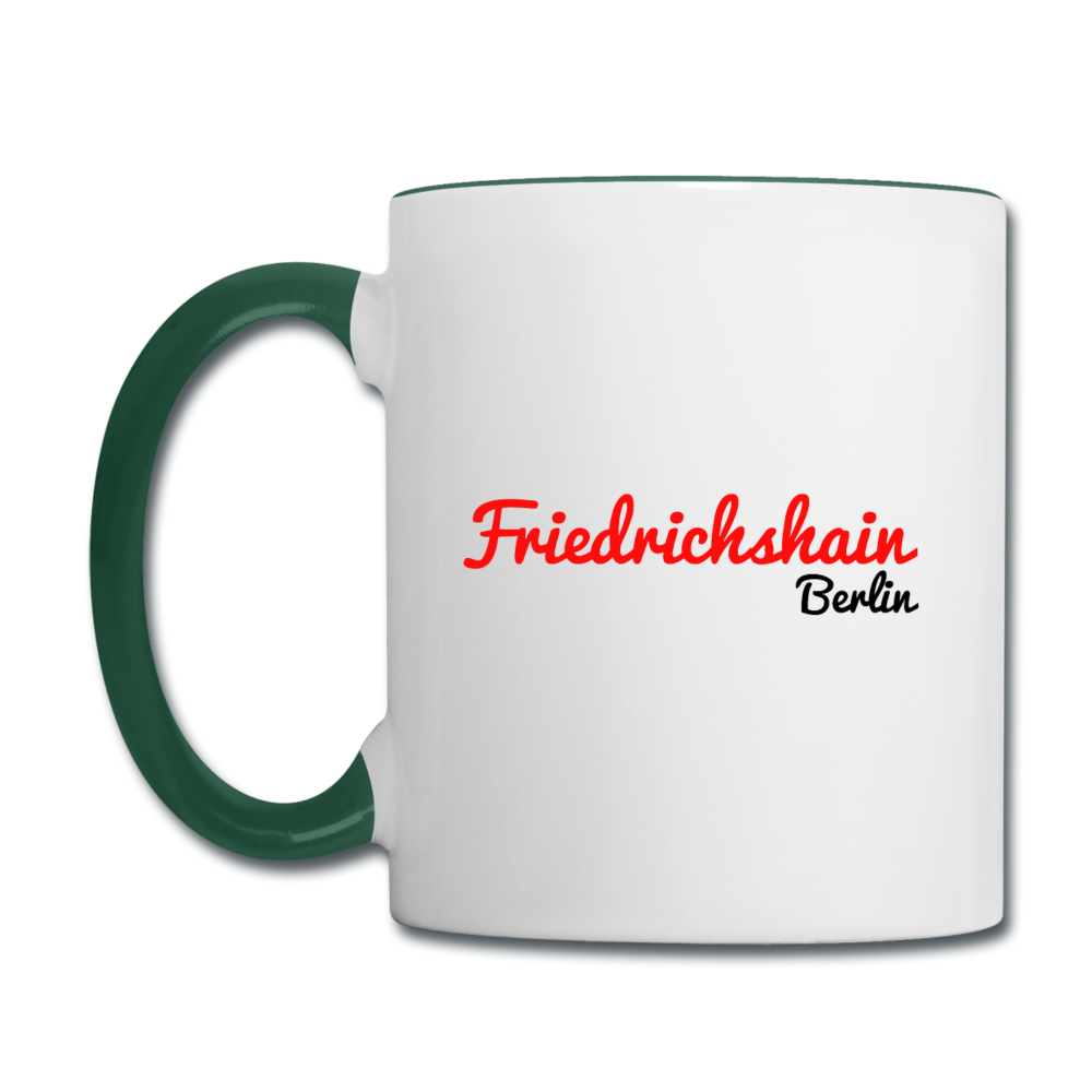 Friedrichshain Berlin - Tasse zweifarbig - Weiß/Dunkelgrün