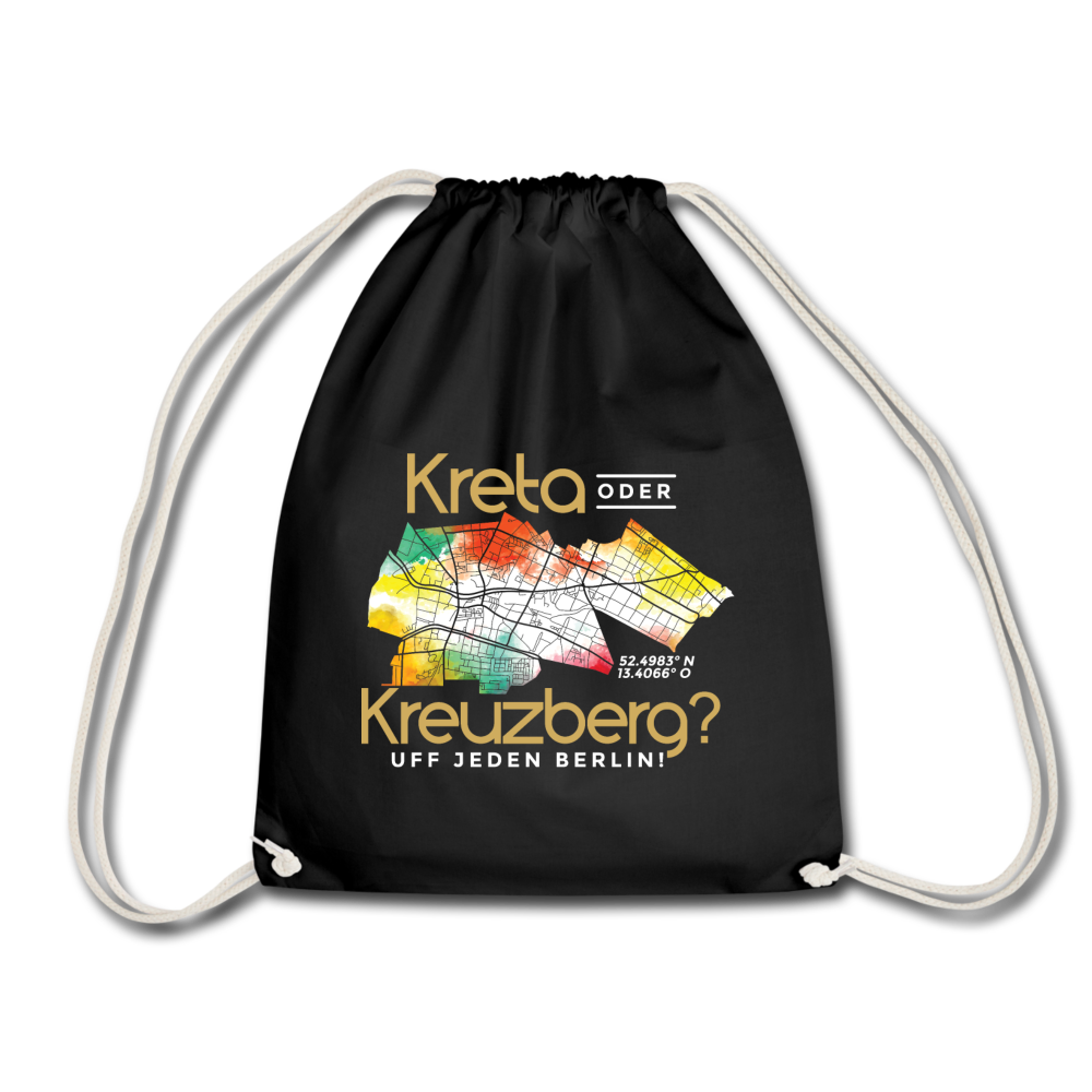 Kreta oder Kreuzberg - Turnbeutel - Schwarz