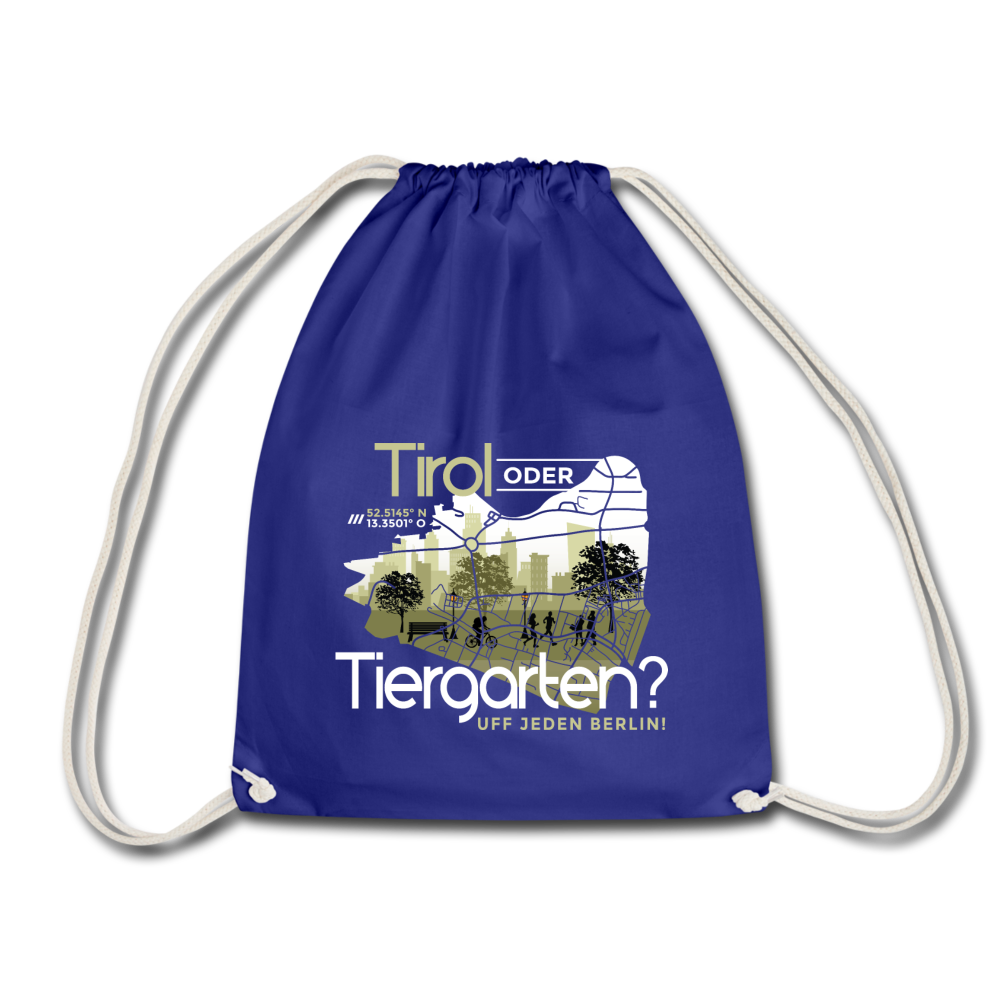Turnbeutel mit dem Motiv Tirol oder Tiergarten und Bezug zum Berliner Tiergarten.