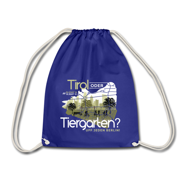 Turnbeutel mit dem Motiv Tirol oder Tiergarten und Bezug zum Berliner Tiergarten.