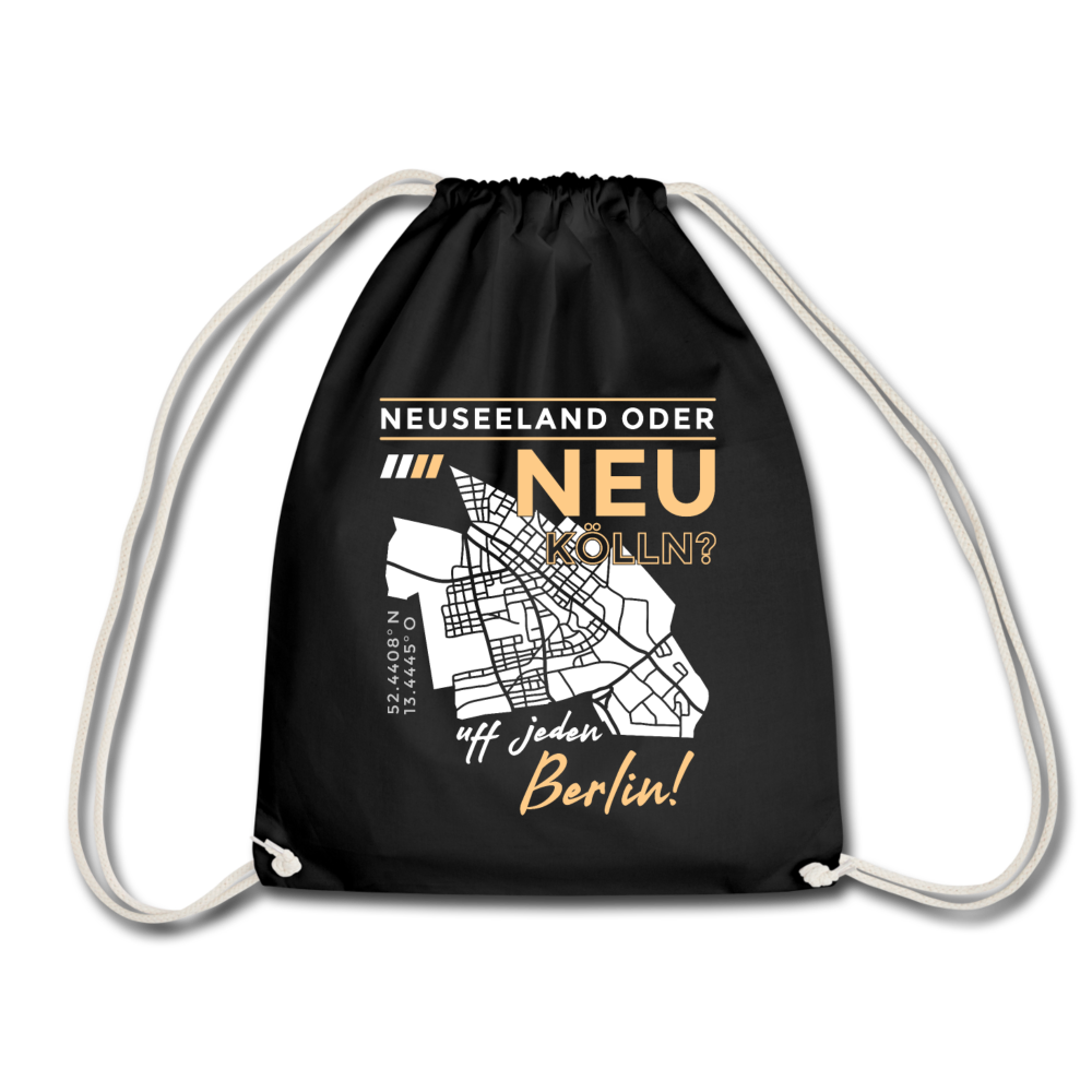 Neuseeland oder Neukölln - Turnbeutel - Schwarz