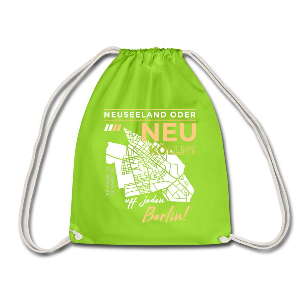 Neuseeland oder Neukölln - Turnbeutel - Neongrün