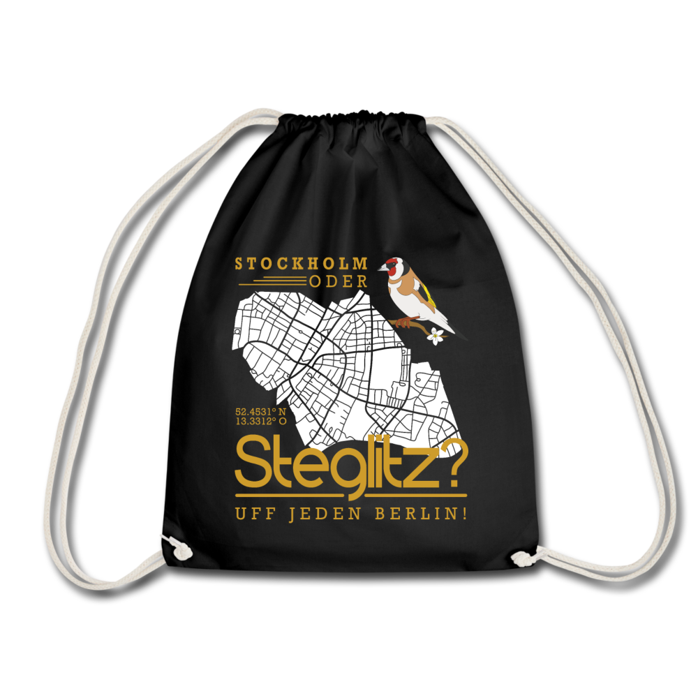 Stockholm oder Steglitz - Turnbeutel - Schwarz