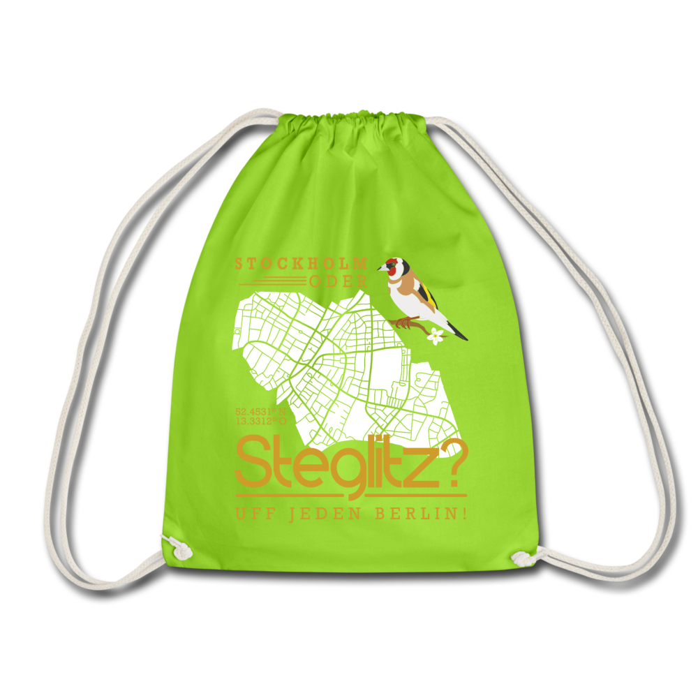 Stockholm oder Steglitz - Turnbeutel - Neongrün
