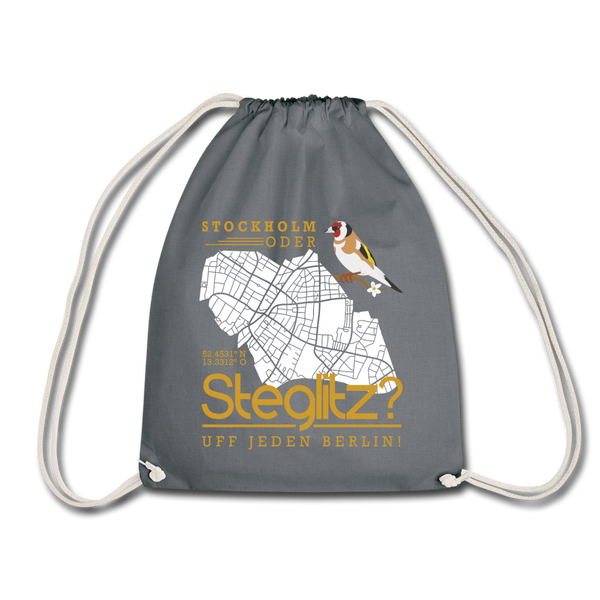 Stockholm oder Steglitz - Turnbeutel - Grau
