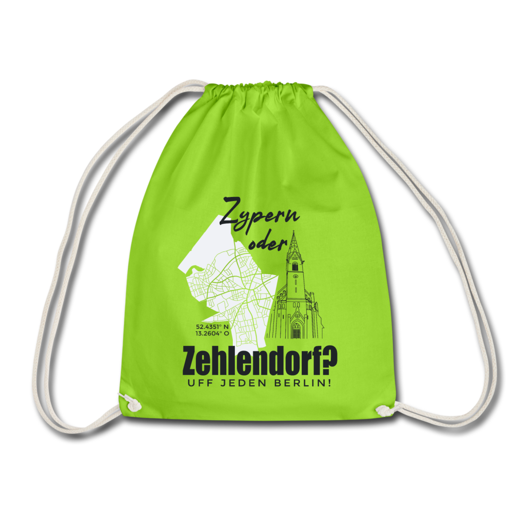 Zypern oder Zehlendorf - Turnbeutel - Neongrün