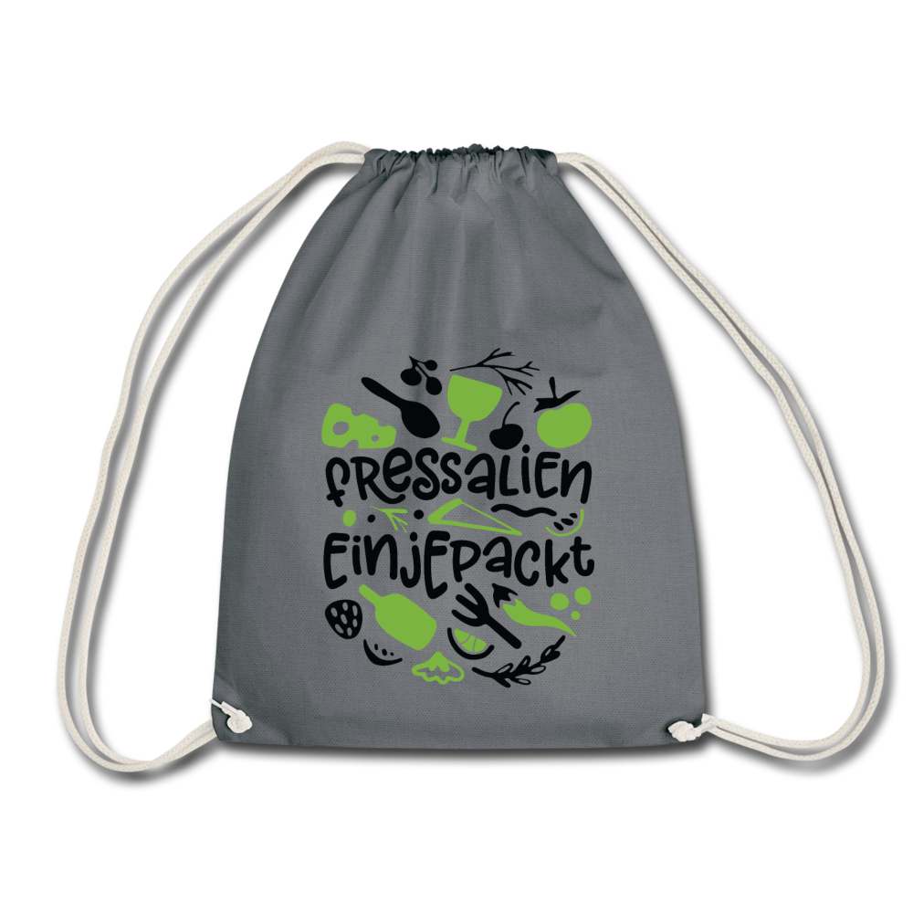Fressalien einjepackt! - Turnbeutel - Grau